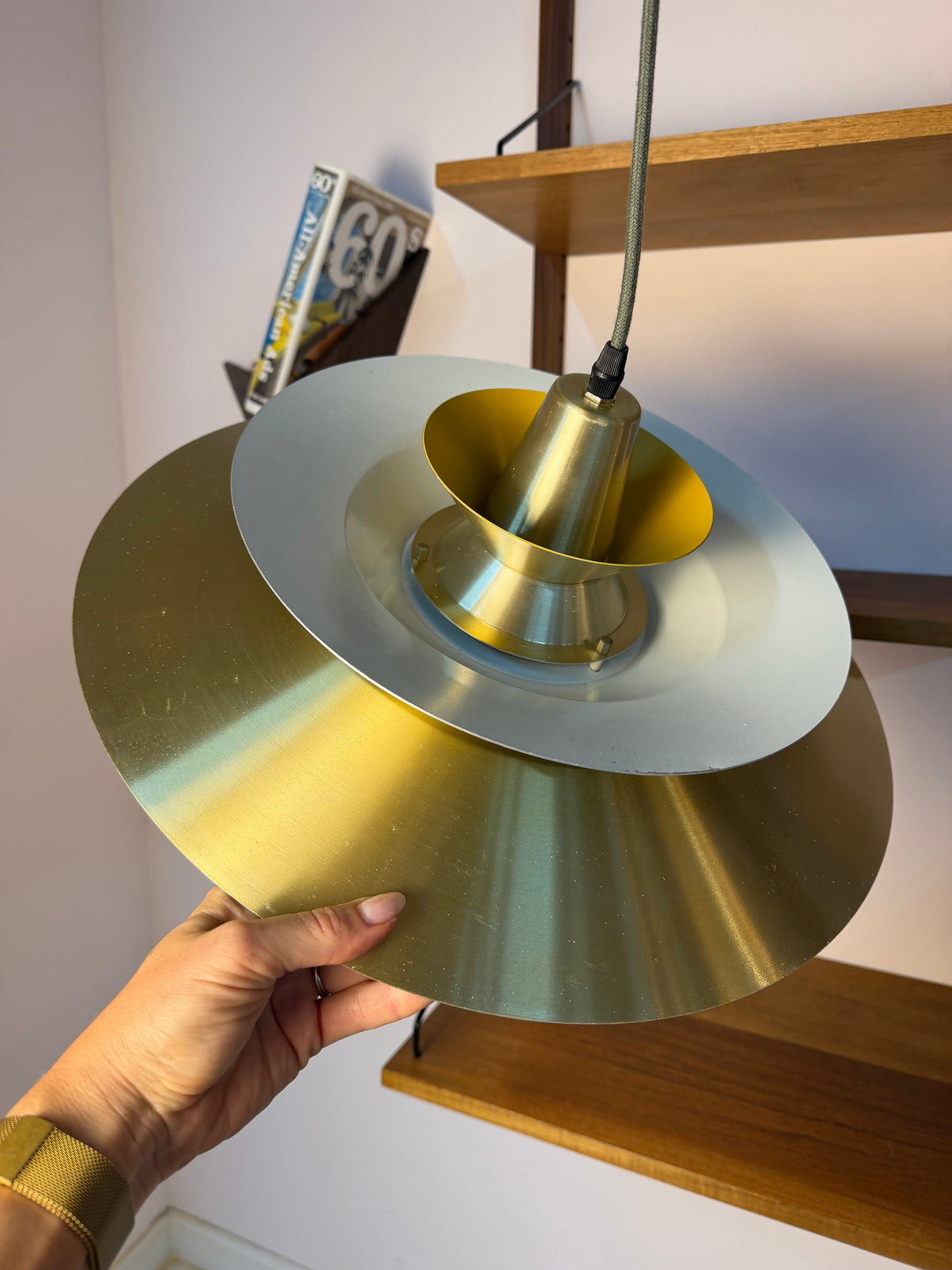 Lamellenlampe gold gelb von Bent Nordsted für Lyskær