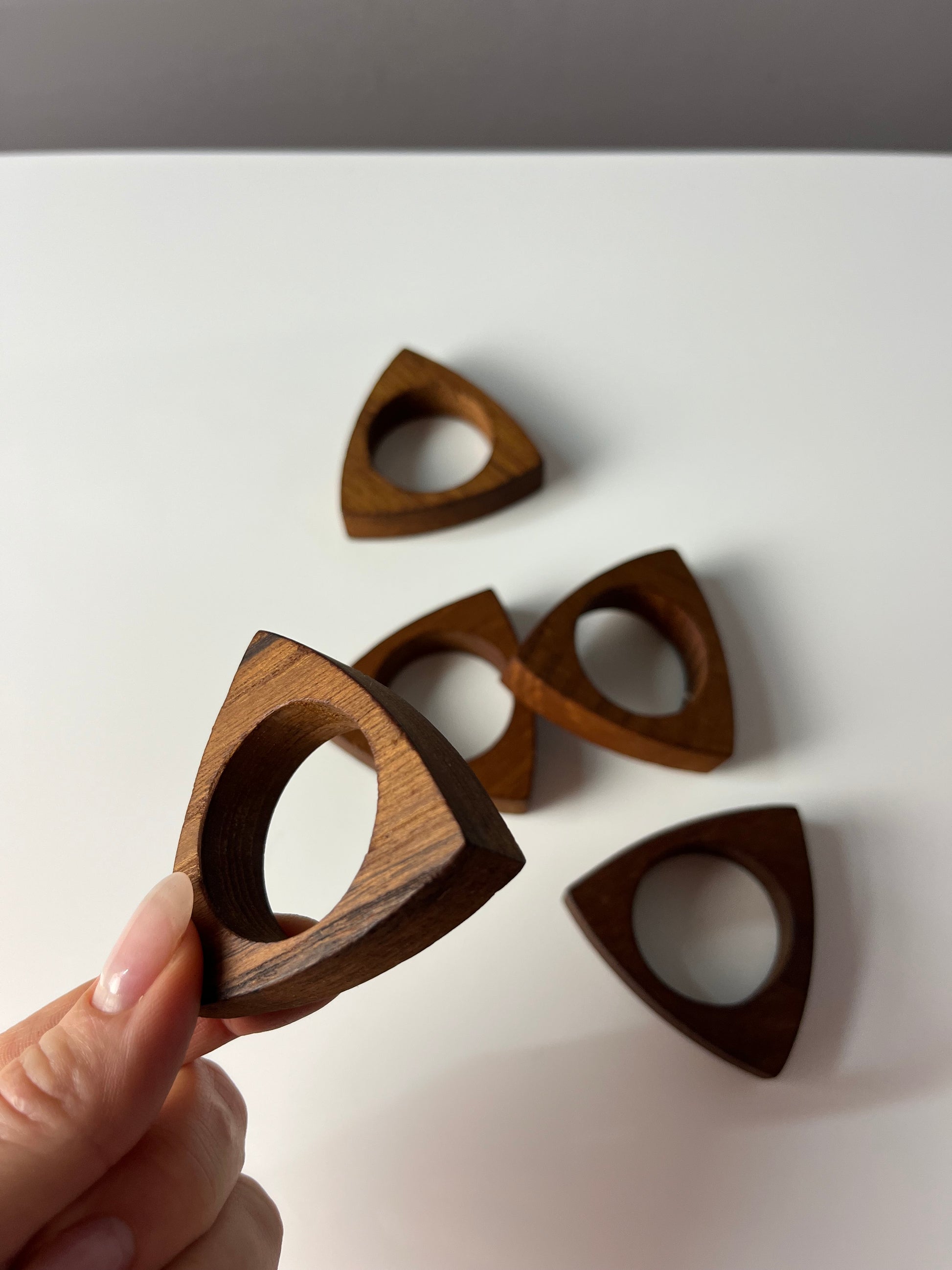 Set: 5x Serviettenring Teak aus Dänemark