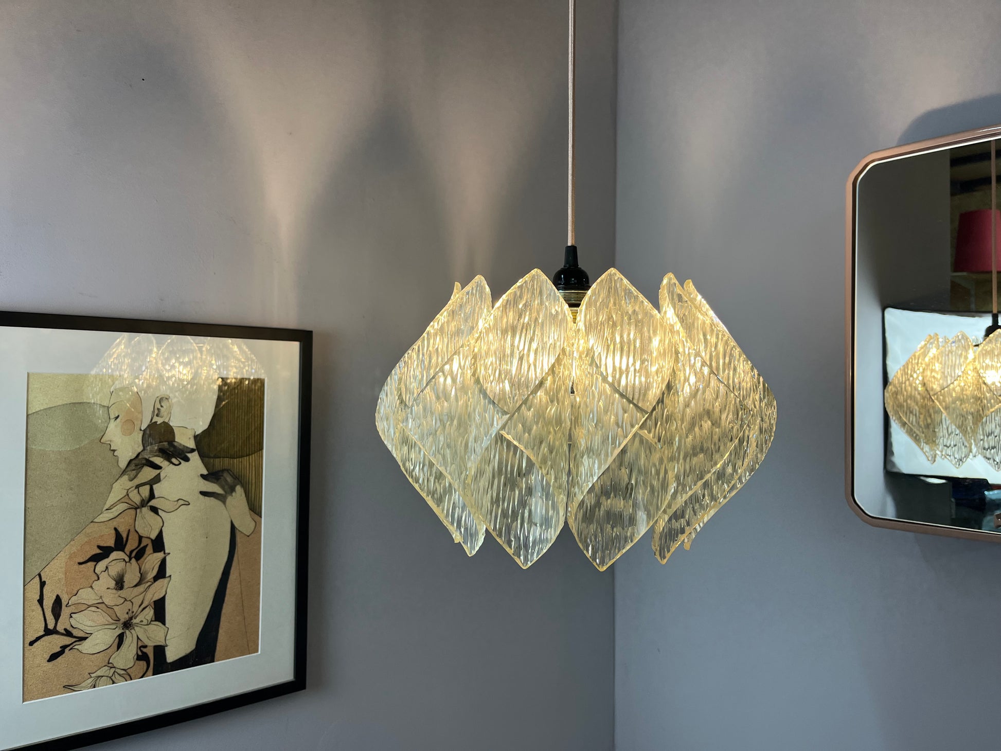 Hängelampe Lucite Eisglas von Marbach Leuchten