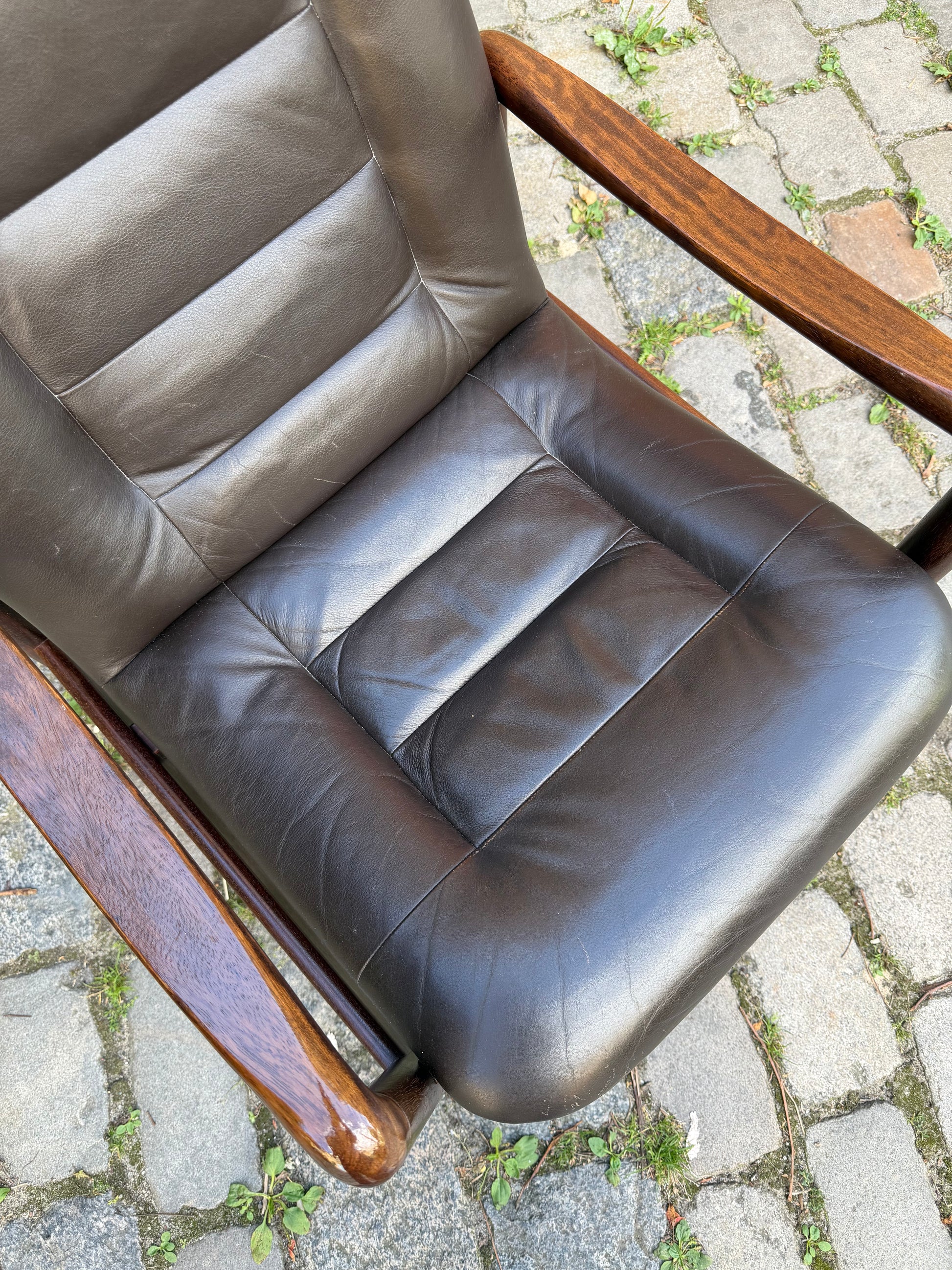Sessel dunkelbraun Echtleder von Dyrlund