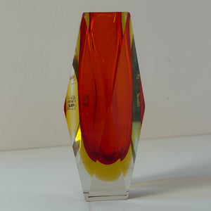 Blockvase rot gelb Murano-Glas von Vetreria Artistica Oball