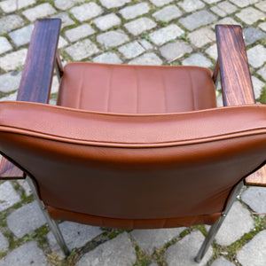 Armlehnstuhl braun Echtleder Palisander von Sven Ivar Dysthe für Dokka