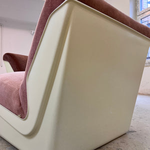 Modularer Schalensessel rosa Samt & Kunststoff