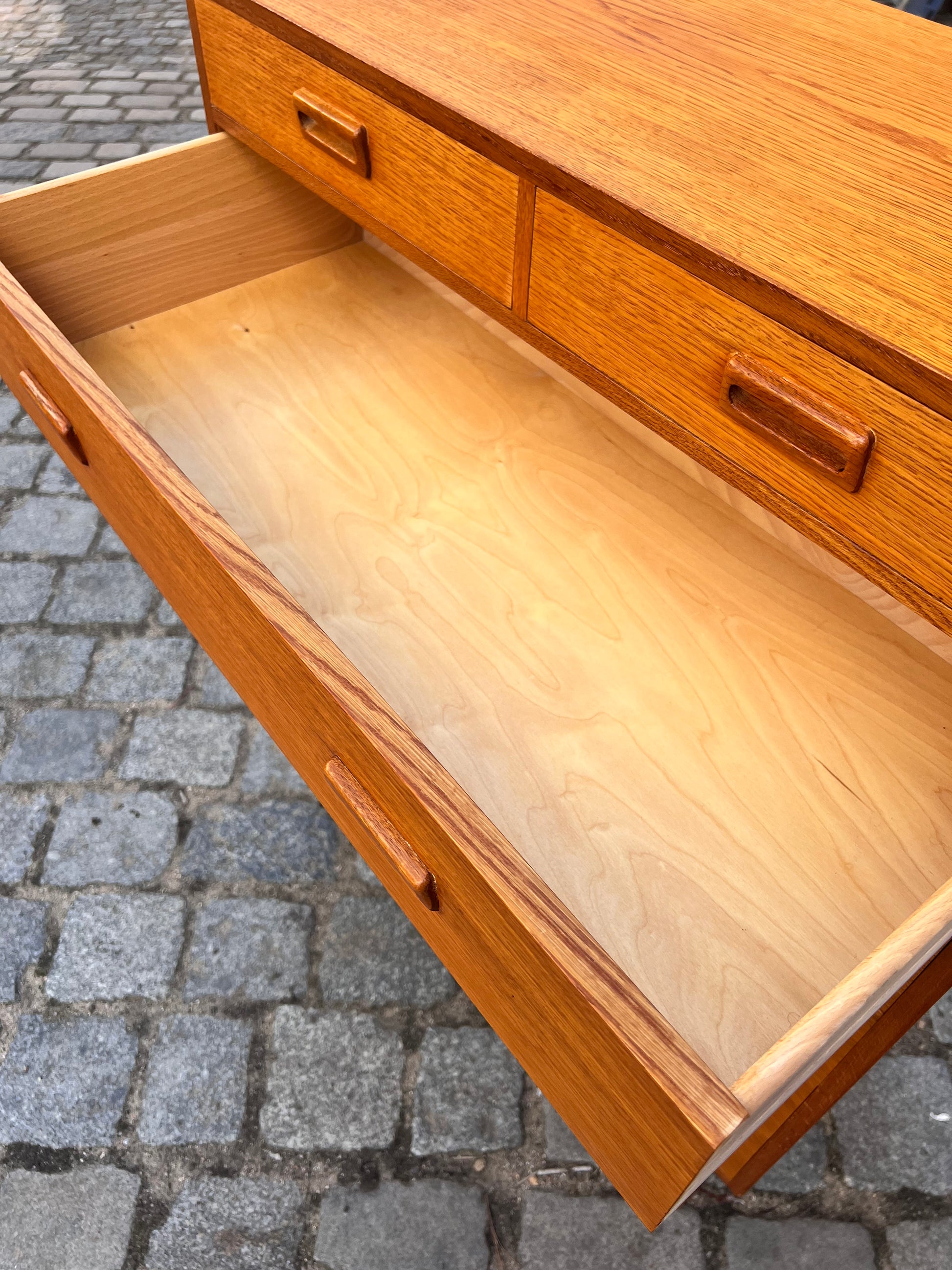 Tallboy Kommode Eiche mit Doppelgriffen von Holger Jensen für FDB Møbler