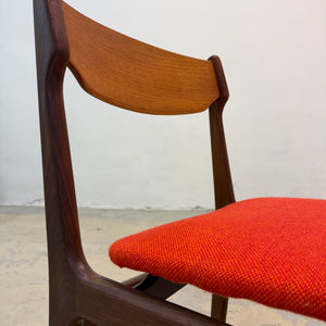 Polsterstuhl Teak orange neu gepolstert von Erik Buch