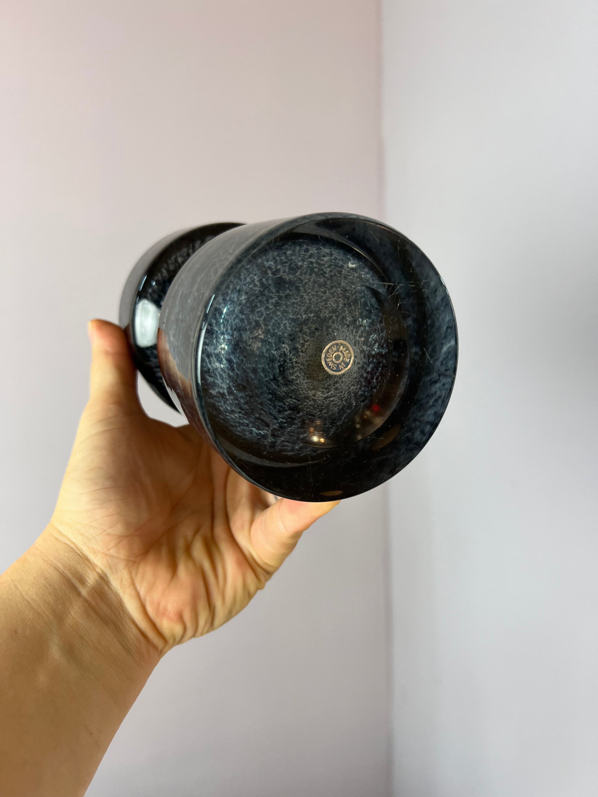 Vase grau von Bo Borgström für Åseda Glasbruk