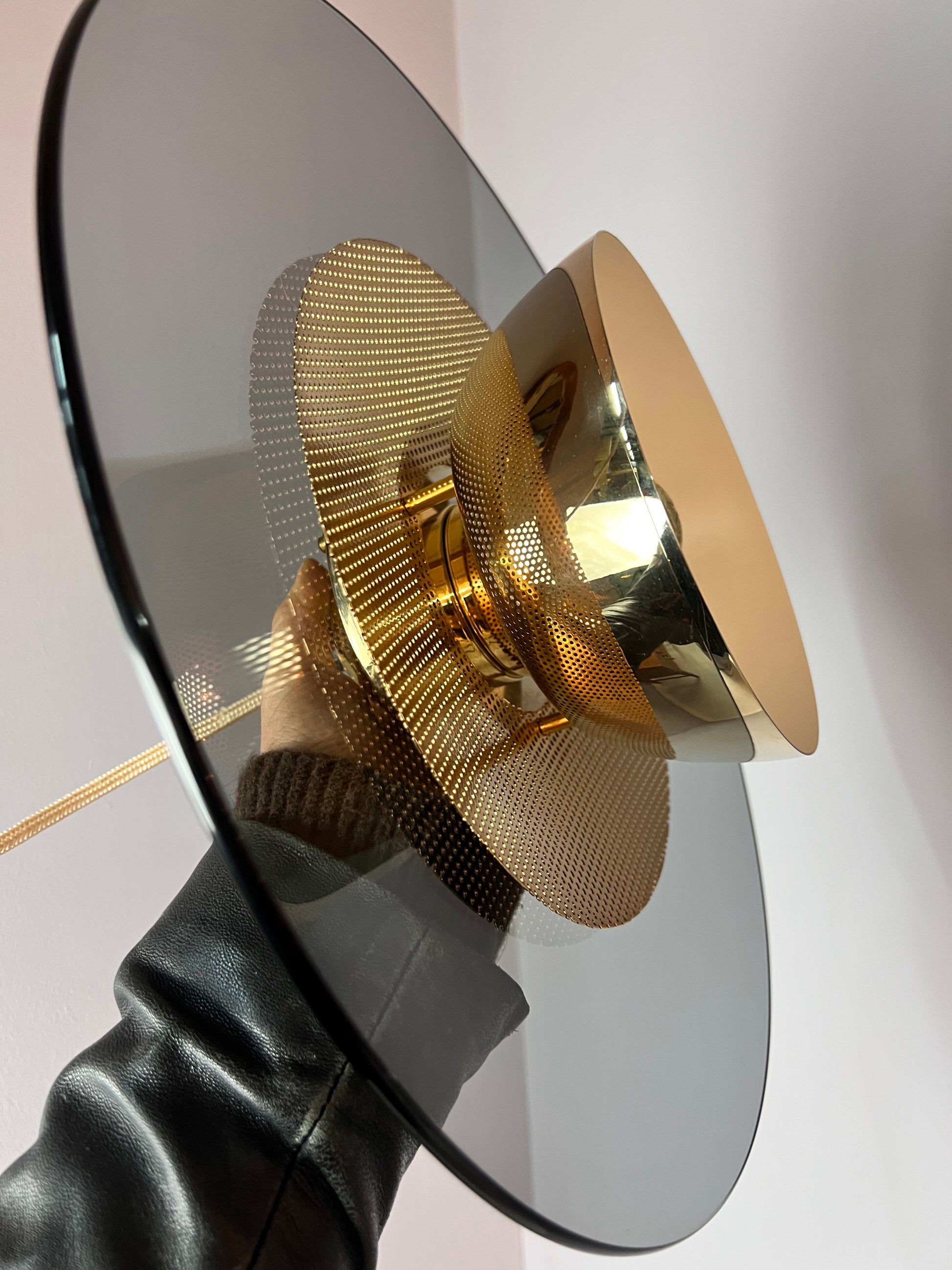 Lamellenlampe Gold Rauchglas aus Dänemark
