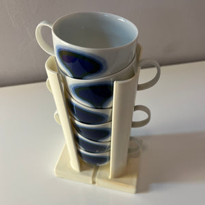 Set: 6x Tasse Form F Pop Art blau weiß von Fürstenberg