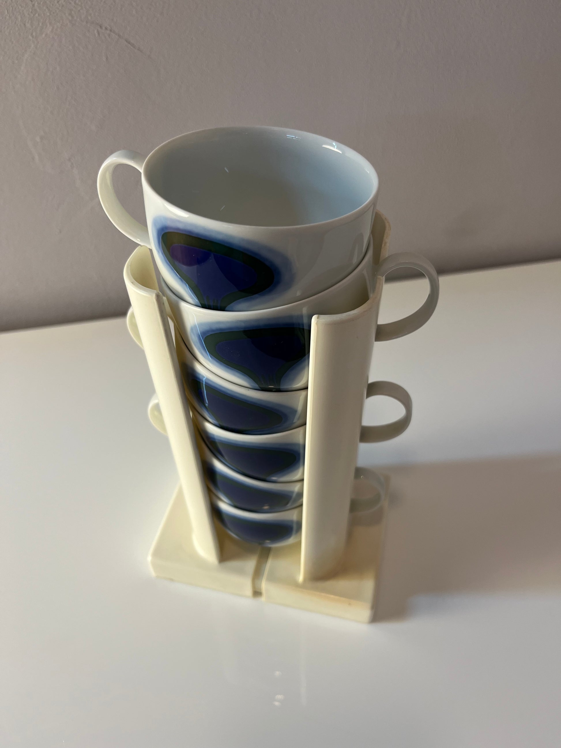 Set: 6x Tasse Form F Pop Art blau weiß von Fürstenberg
