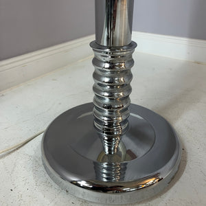 Stehlampe Chrom mit grauem Schirm