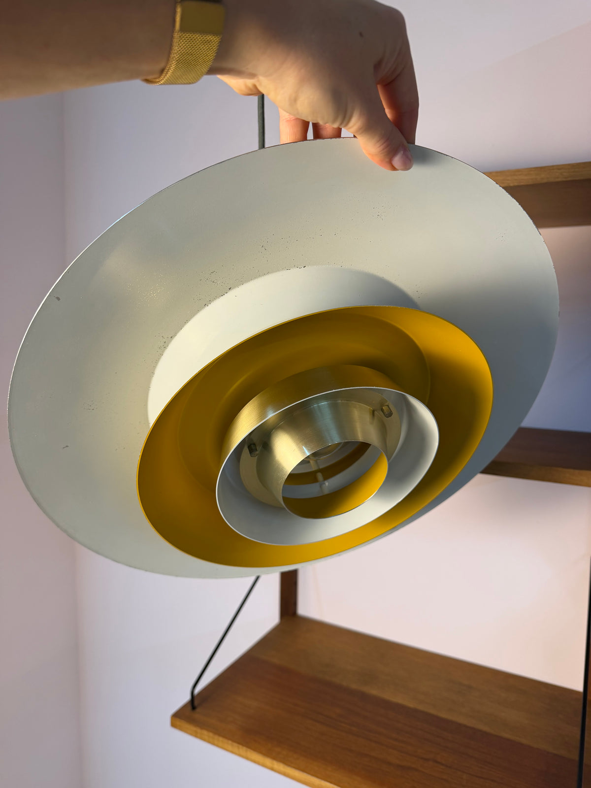 Lamellenlampe gold gelb von Bent Nordsted für Lyskær