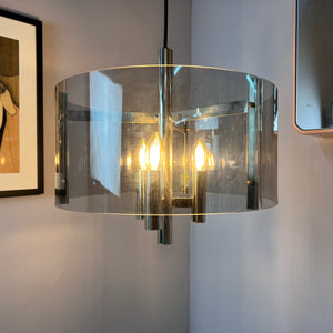 Hängelampe Chrom & Rauchacryl