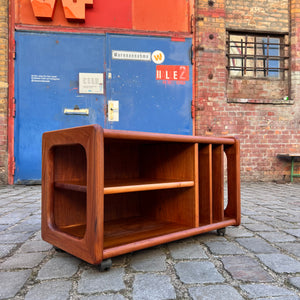 Rollwagen für Schallplatten Teak aus Dänemark