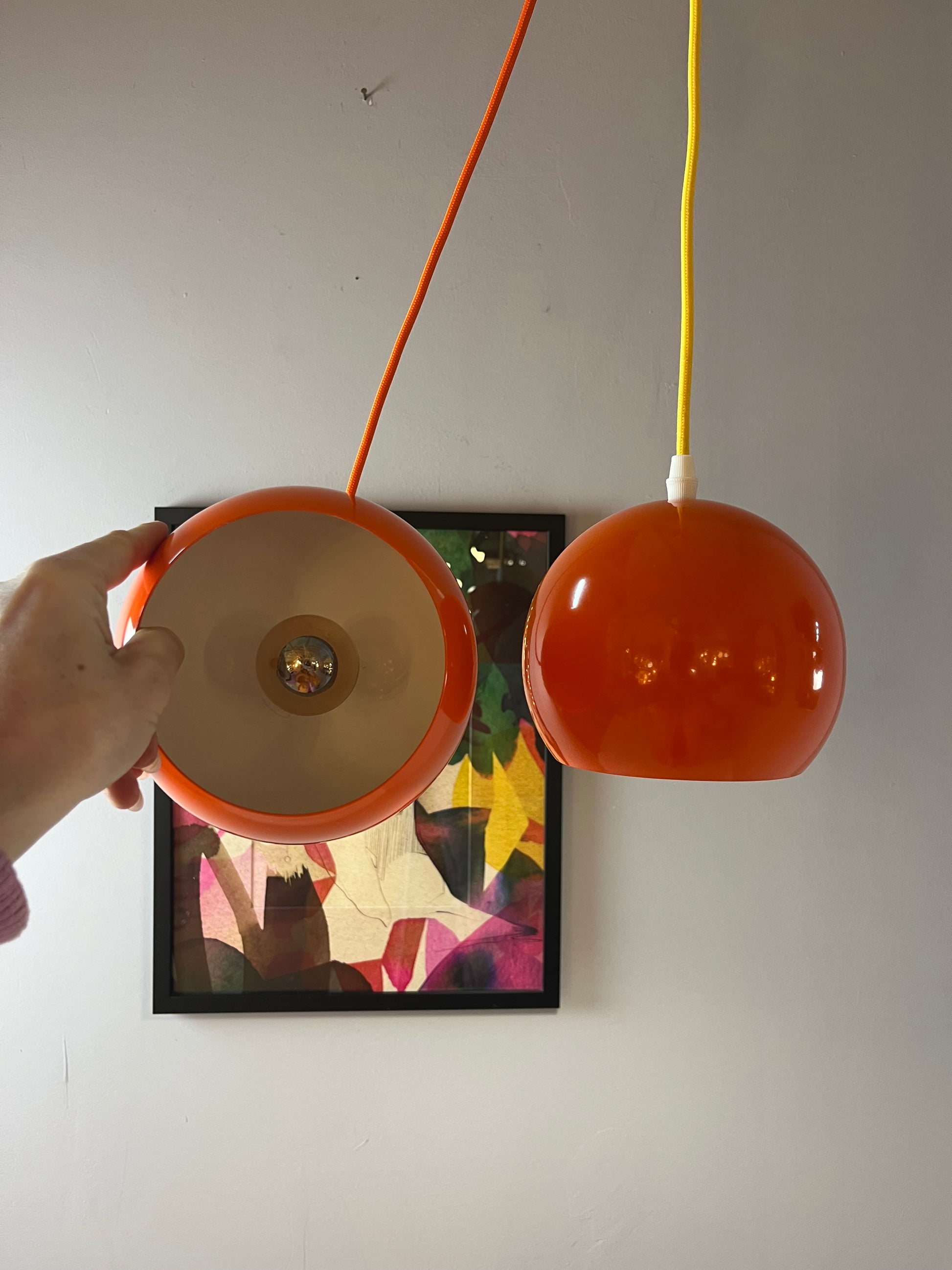 Kugellampe neu lackiert orange aus Dänemark