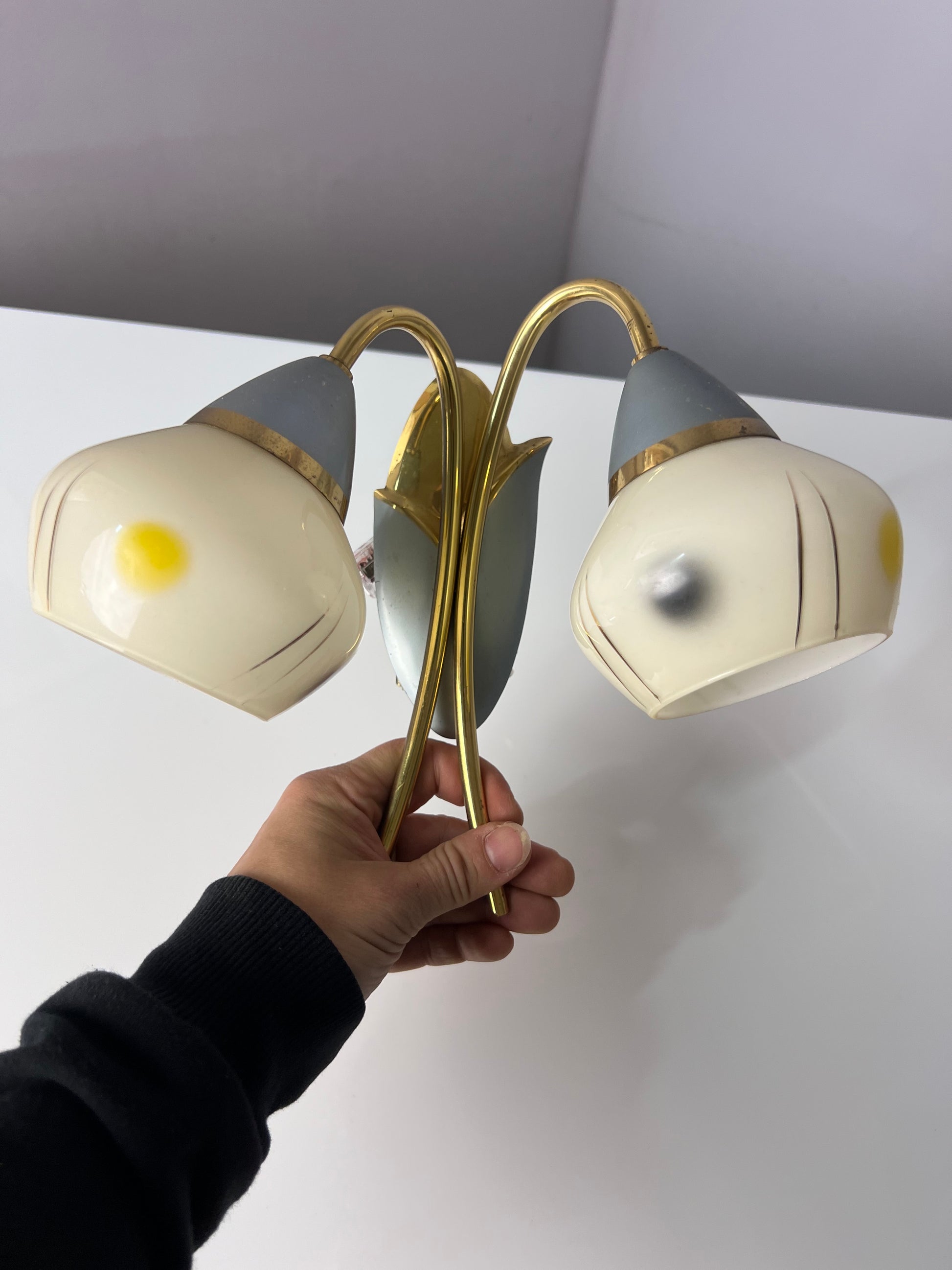 Wandlampe weiß Messing