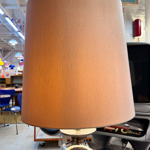 Space Age Tischlampe Metall mit Schirm aus Rohseide