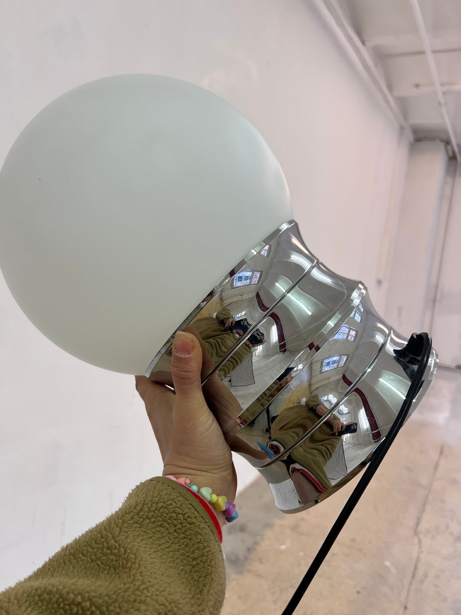 Tischlampe Chrom Opalglas VEB NARVA