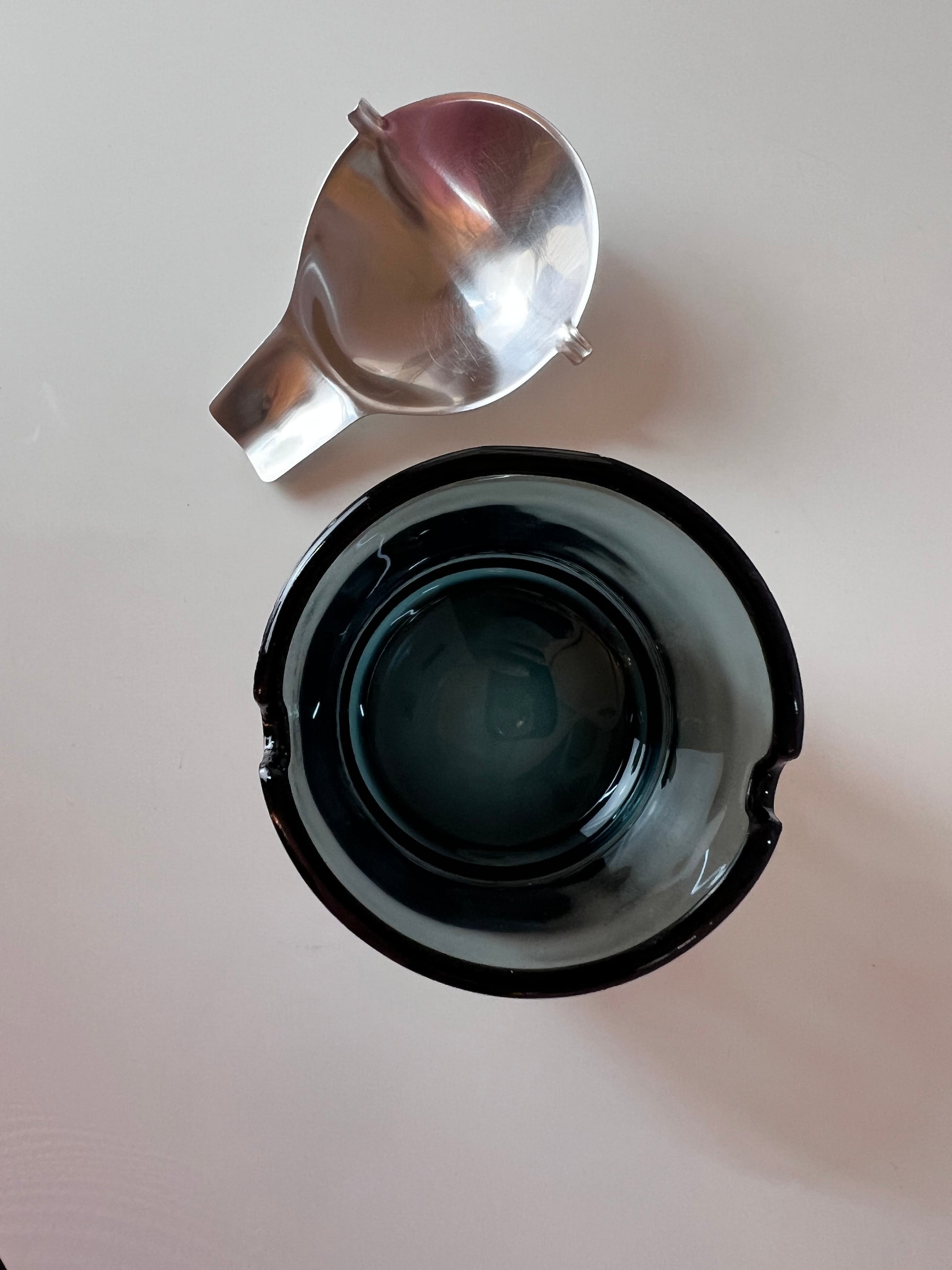 Aschenbecher Glas Edelstahl von Wilhelm Wagenfeld für WMF