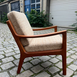 Sessel Senator beige Wolle Teak von Ole Wanscher für Cado