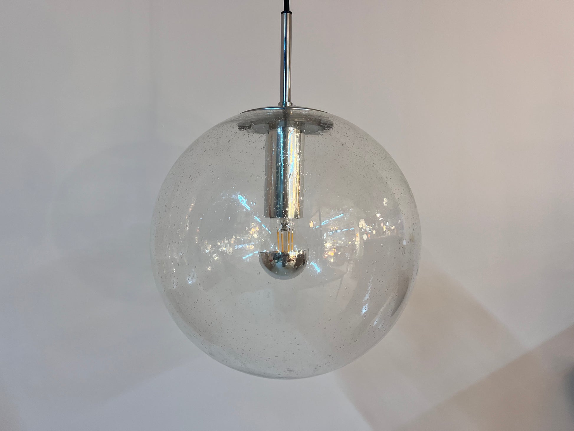 Kugellampe Glas Chrom von Glashütte Limburg