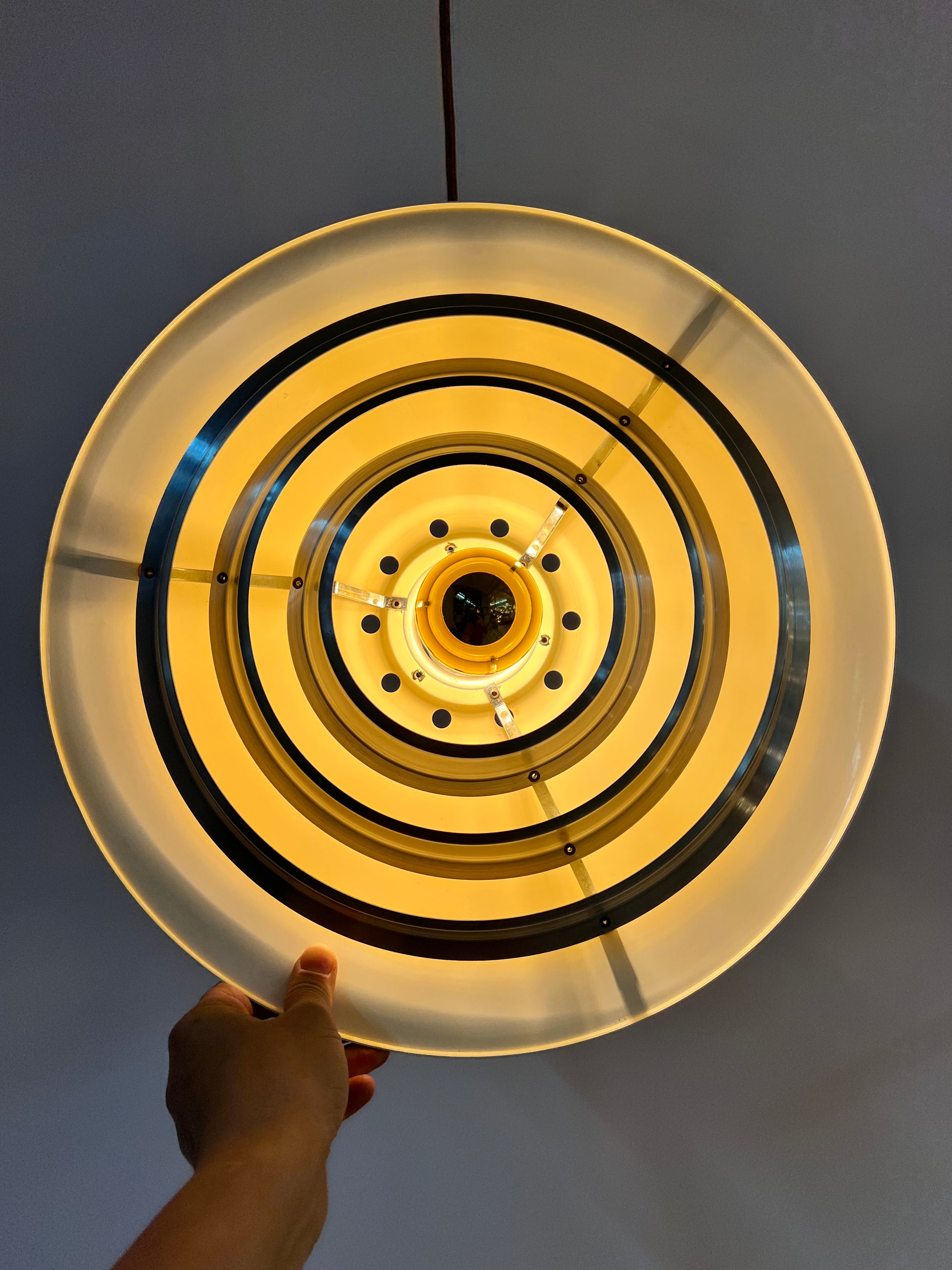 Lamellenlampe silber von Erik Jensen für Teknika
