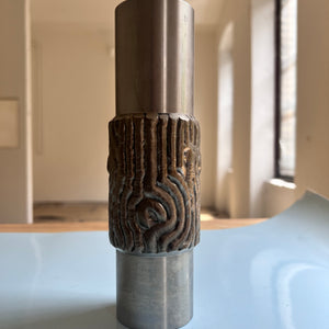 Brutalistische Vase silber Edelstahl 70er