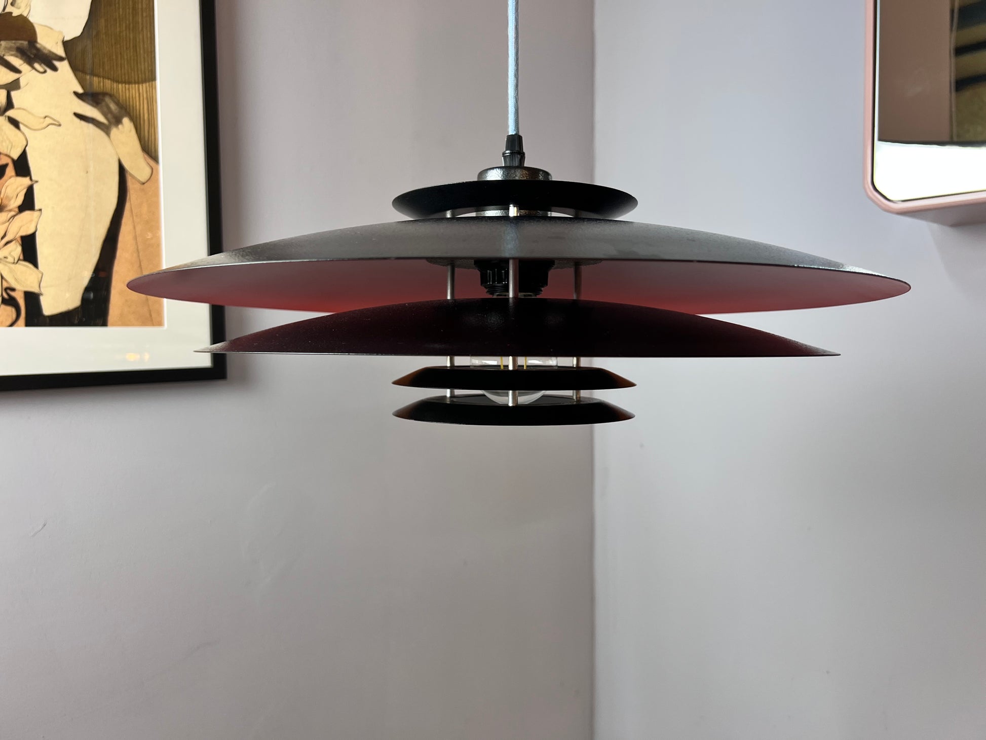 Lamellenlampe neu lackiert orange schwarz