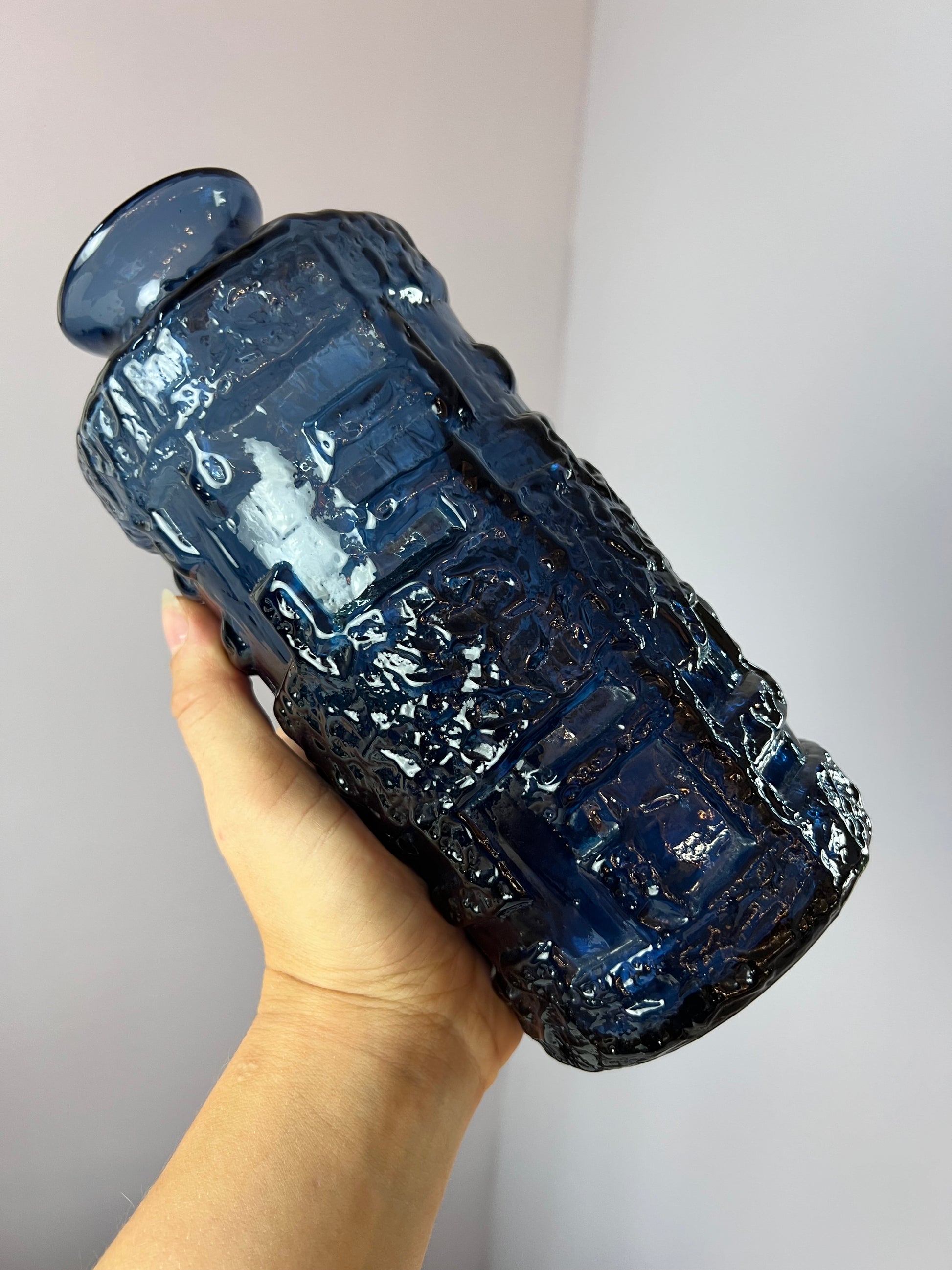 Vase blau Glas von Göte Augutsson für Ruda Glasbruk