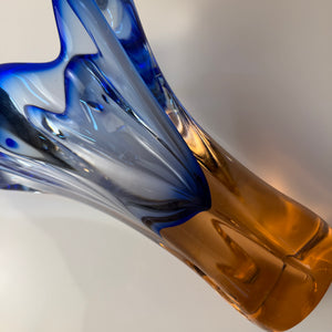 Vase blau Glas von Josef Hospodka für Chřibská Sklárna