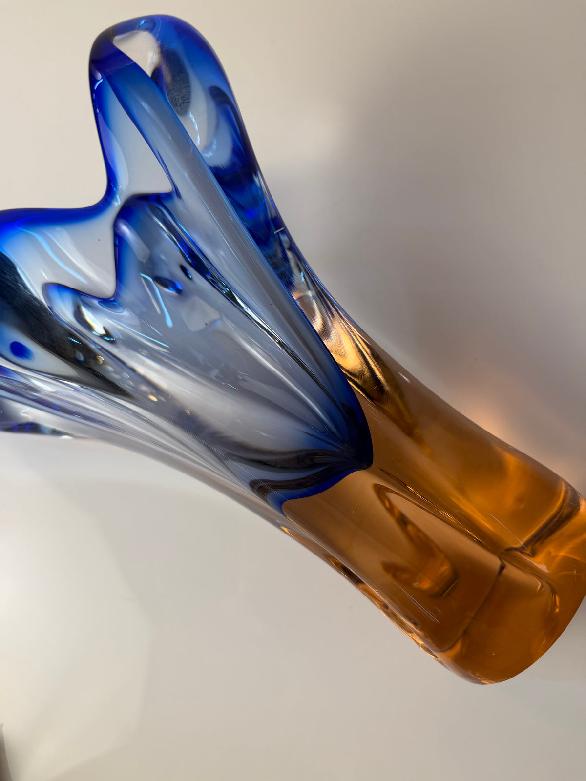 Vase blau Glas von Josef Hospodka für Chřibská Sklárna