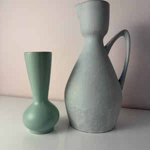 Set: Vase und Karaffe mintgrün weiß Keramik aus Westdeutschland