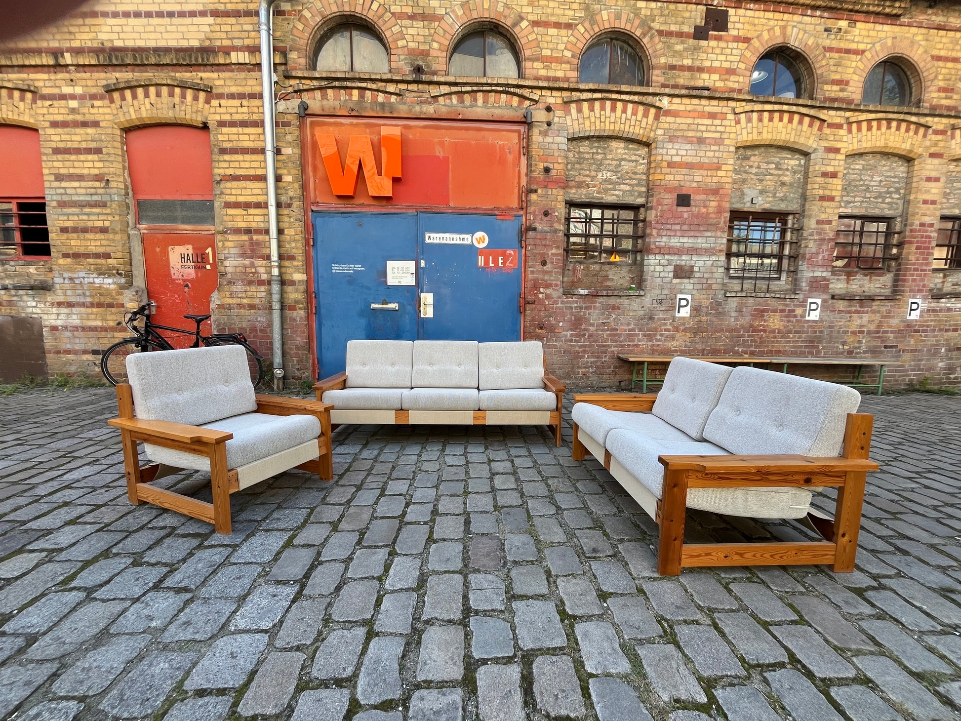 3-Sitzer Sofa beige grau Safari Style