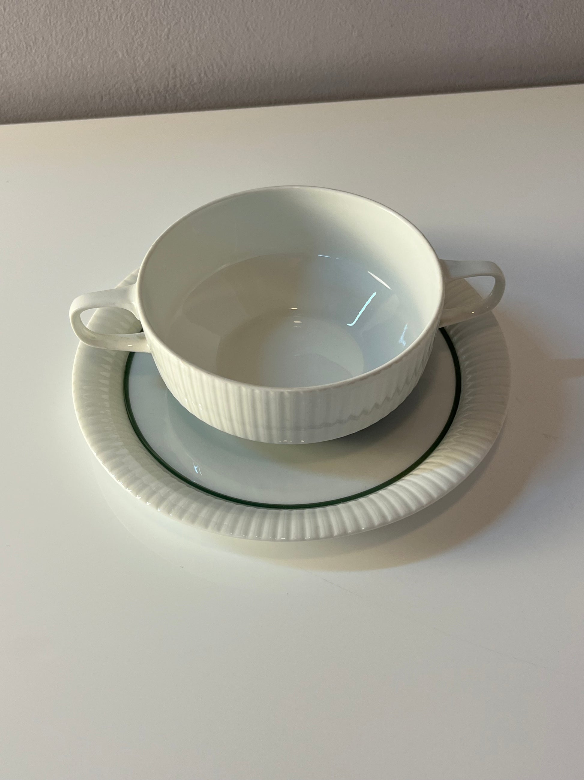 Set: 6x Suppentasse mit Untertasse Modulation Secunda grün von Tapio Wirkkala für Rosenthal