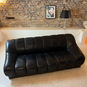 3-Sitzer Sofa schwarz Echtleder