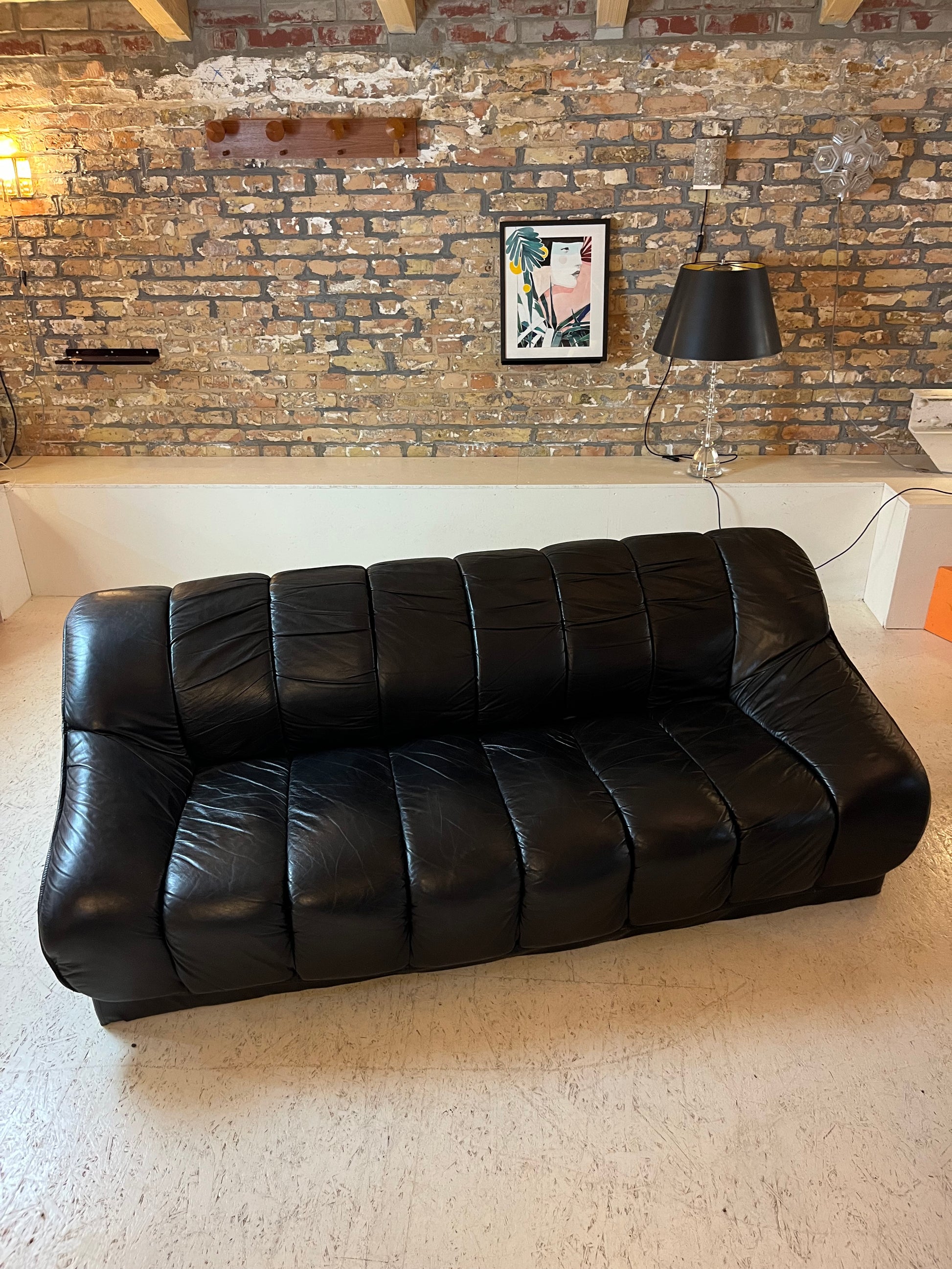 3-Sitzer Sofa schwarz Echtleder