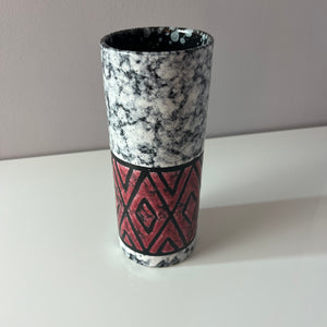 Vase 896/0 rot weiß von Strehla Keramik