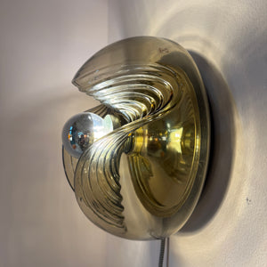 Kleine Wandlampe Futura Rauchglas Messing von Koch & Lowy für Peill & Putzler
