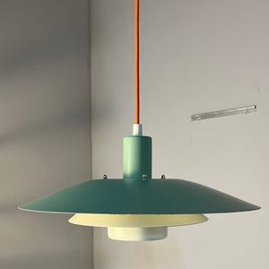 Lamellenlampe neu lackiert blaugrün von JEKA