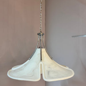 Hängelampe Blume weiß Chrom Kunststoff handgearbeitet von COSACK