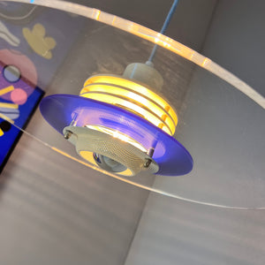 Lamellenlampe „Astra“ blau Plexiglas aus Dänemark