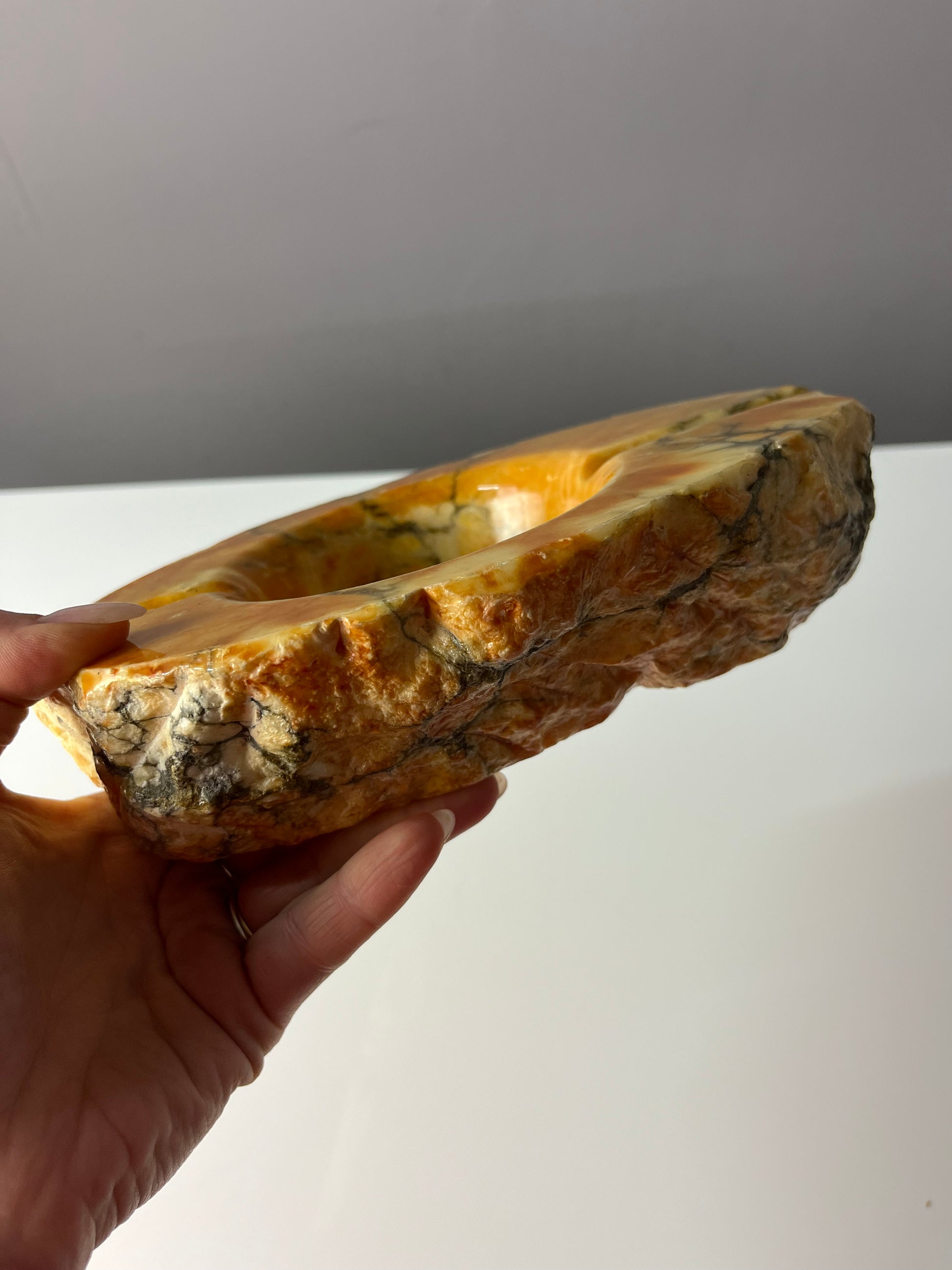 Aschenbecher gelb Alabaster aus Italien