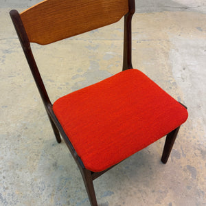 Polsterstuhl Teak orange neu gepolstert von Erik Buch