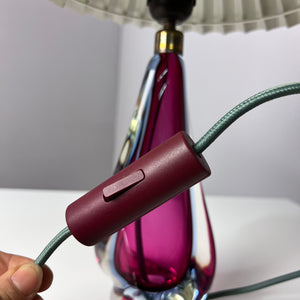 Tischlampe lila blau Muranoglas