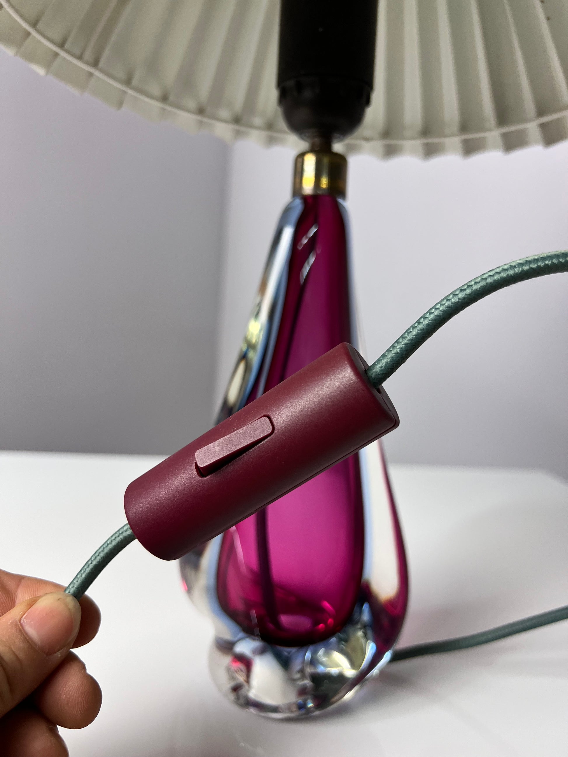 Tischlampe lila blau Muranoglas