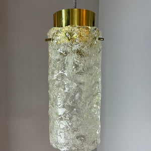 Hängelampe Eisglas Messing von J.T. Kalmar für Kalmar Franken KG