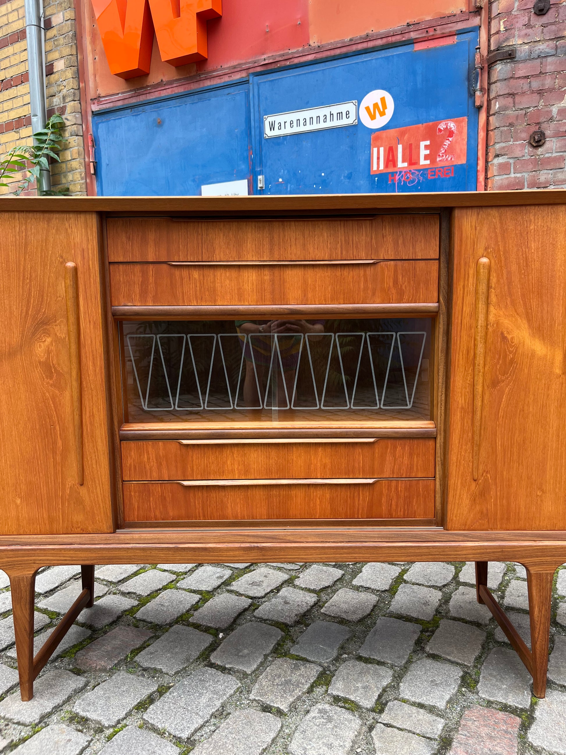Highboard mit Vitrine Teak aus Dänemark
