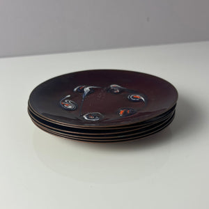 Set: 6x Schale weinrot Emaille