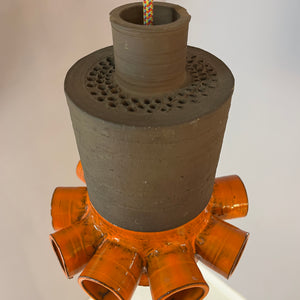 Hängelampe orange braun Keramik