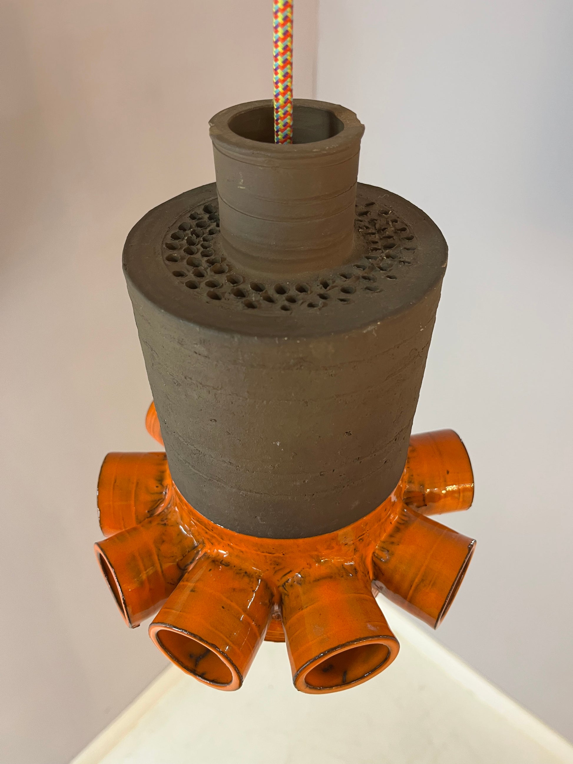 Hängelampe orange braun Keramik
