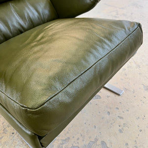 Swing Chair grün Echtleder Chrom von Reinhold Adolf & Hans Jürgen Schröpfer für COR